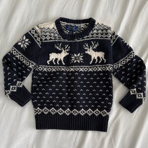 Polo by Ralph Lauren Boys Navy Sweater with Cream Design